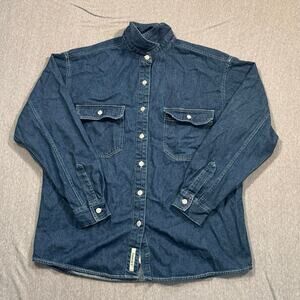 Vintage Timberland Denim Shirt Mens Large Blue Long Sleeve Button Up 90s Cotton